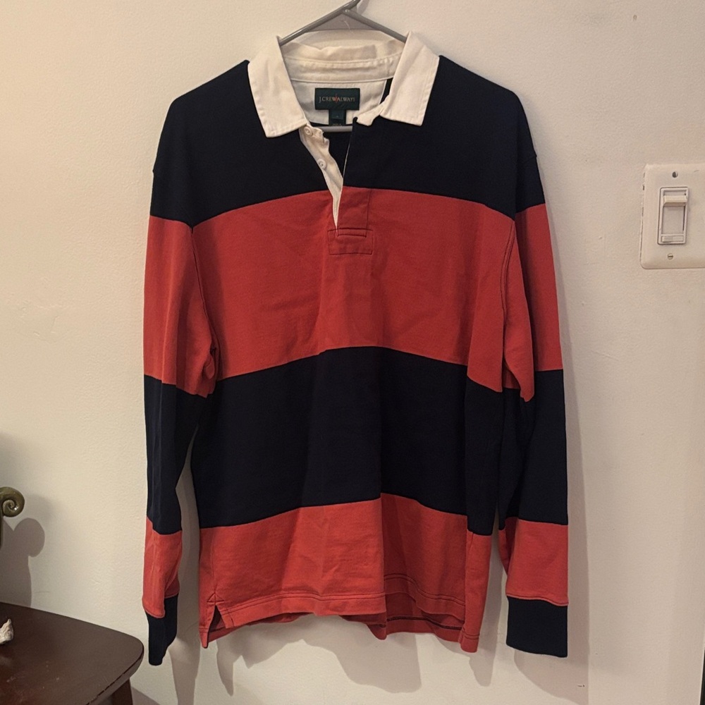 J Crew Red and Navy Rugby